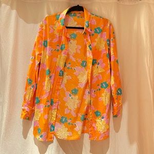 Nasty Gal Orange Printed Button Up